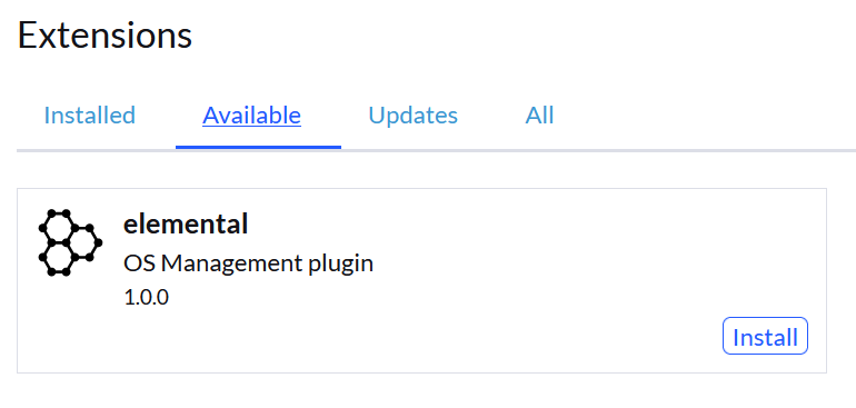 SUSE® Rancher Prime: OS Manager extension enabled