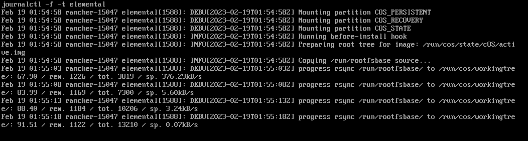 SUSE® Rancher Prime: OS Manager Journaux d’installation du système d’exploitation