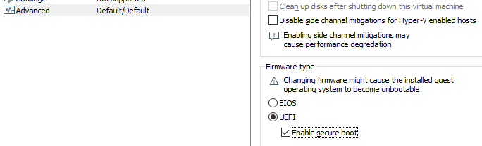 UEFI 模式下的虚拟机启动选项