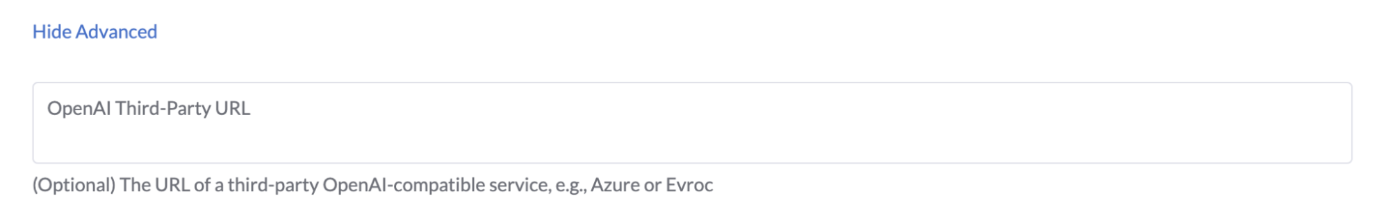 OpenAI like endpoint configuration screen