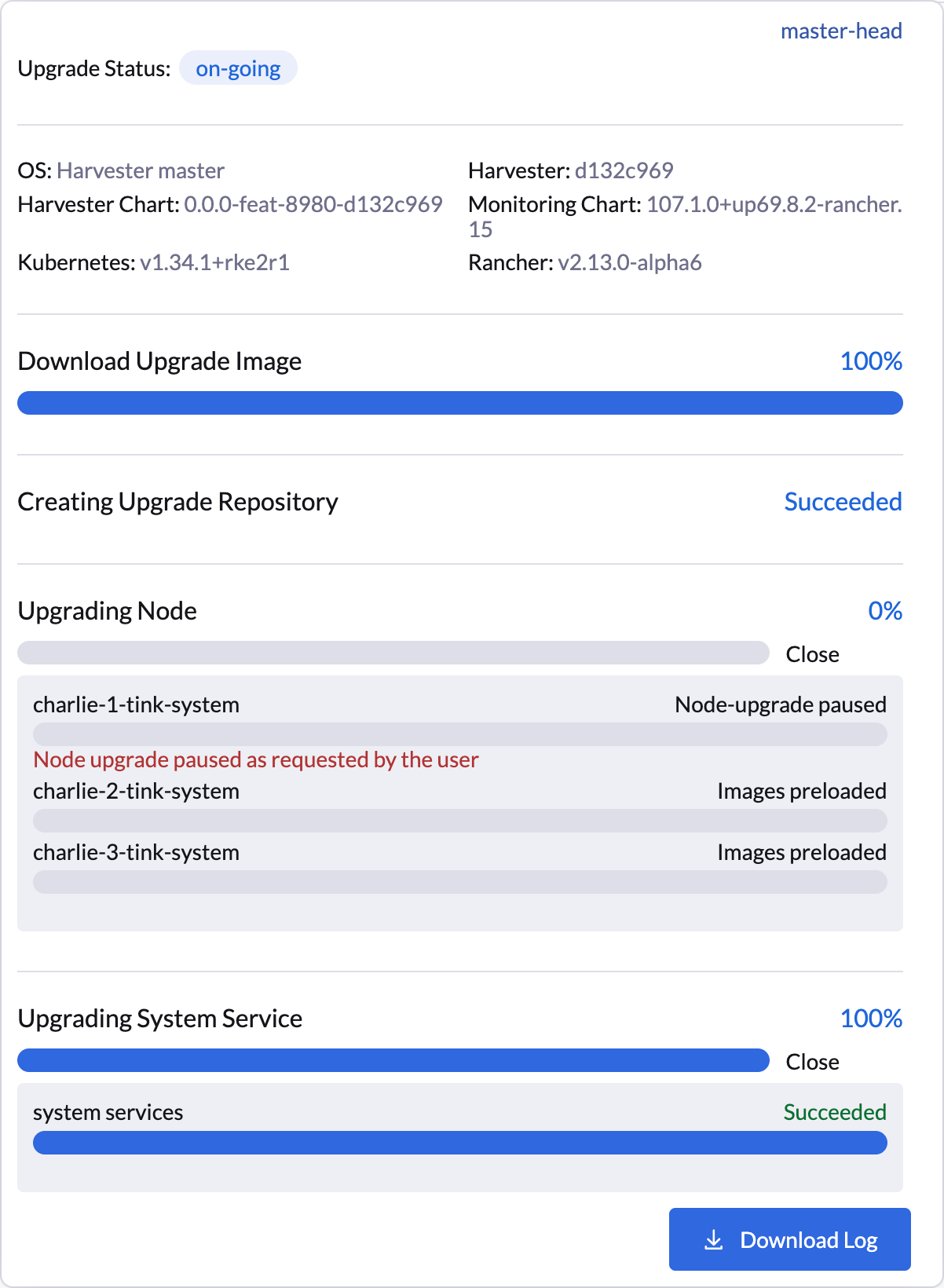 Upgrade des Knotens pausiert