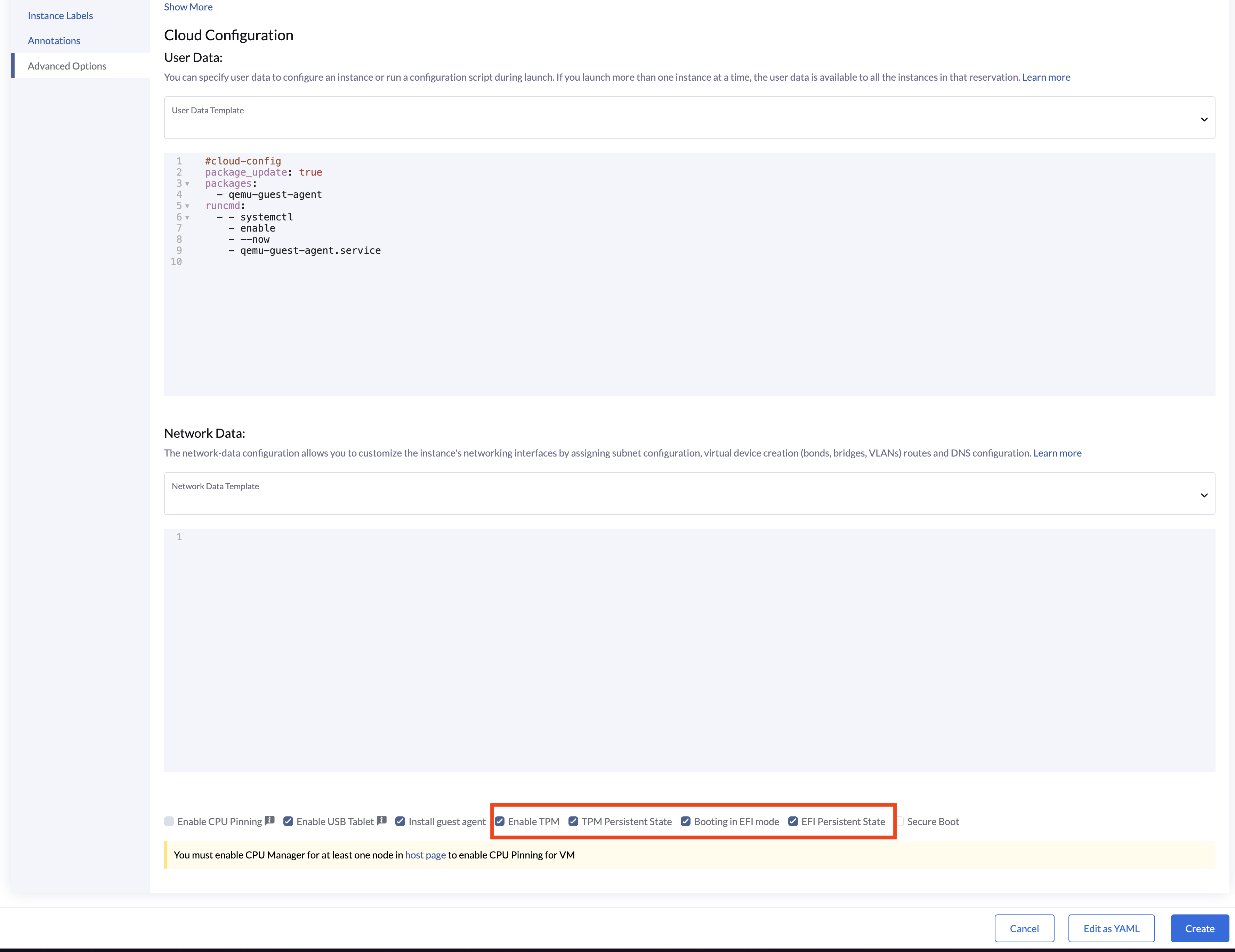 EFI and vTPM persistent states