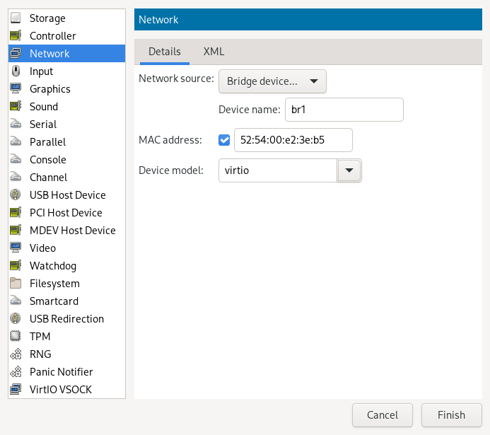 Add a new network interface Add a new network interface